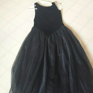 Formal.black gown with velevet bodice and tulle sk